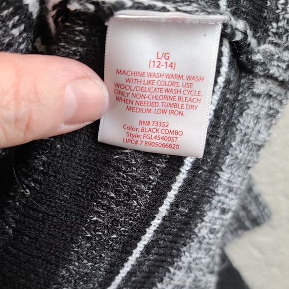 Faded Glory cardigan sweater black, white, gray stripes, women 12-14 - Picture 5 of 5